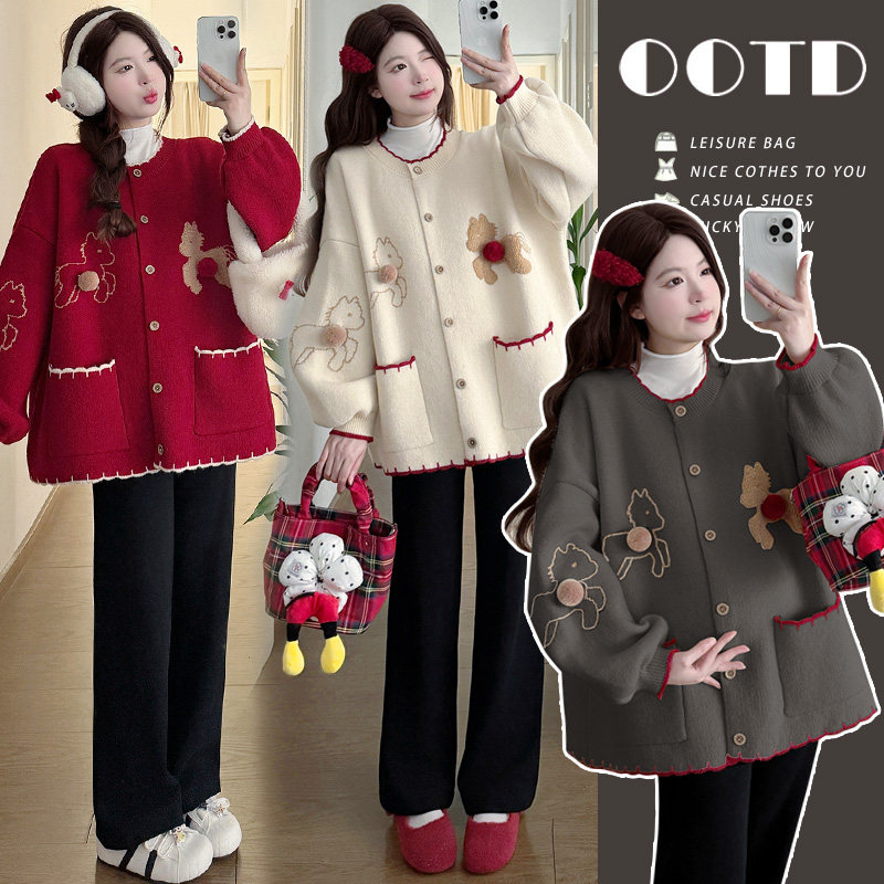 孕妇冬装时尚针织冬季加厚韩版创意立体小马毛衣洋气孕妇外套,孕妇装/孕产妇用品/营养,毛衣,淘宝优惠券,粉丝福利购,淘宝优惠卷