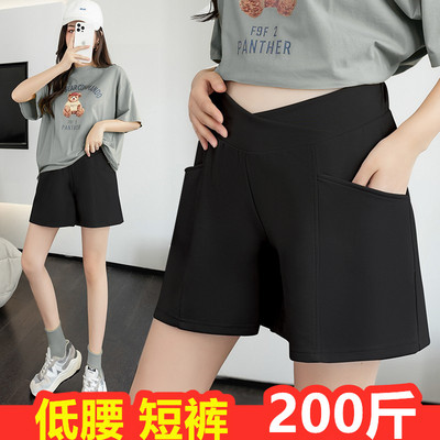 孕妇裤子夏薄款口袋低腰阔腿短裤