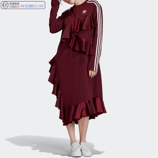 阿迪达斯三叶草J KOO联名系列女运动休闲荷叶边连衣裙FT9899 9871
