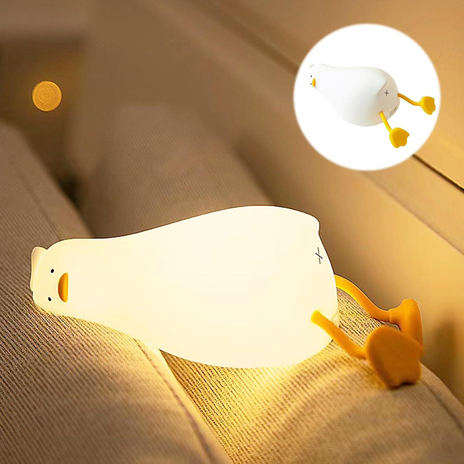 躺平鸭小夜灯卧室充电儿童睡眠伴睡礼物喂奶床头灯硅胶小夜灯YX