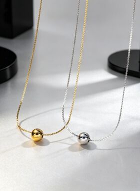 金珠S链钛钢项链女ins风百搭高级感新款珠珠锁骨链不掉色跨境饰品