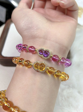 新中式葫芦仿黄水晶手链轻奢感紫晶手串简约百搭时尚女生手饰礼物