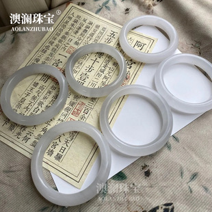 天然石玉石冰翠手镯水墨丹青玉镯冰灰色戈壁料女款玉手镯古风手镯