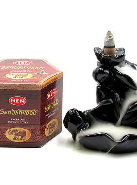 倒流香粒印度进口HEM檀香木鼠尾草茉莉室内房间香薰塔香天然持久