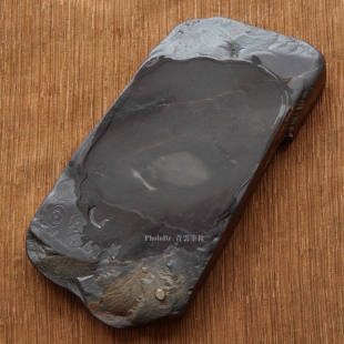 青云笔社 紫云洞 端砚老坑砚台155*75*21mm罕见鱼脑冻青花L0205