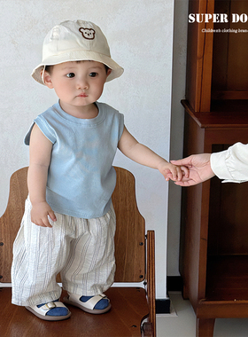 小男孩酷帅夏装套装宝宝衣服夏季薄款休闲外出服背心防蚊裤两件套