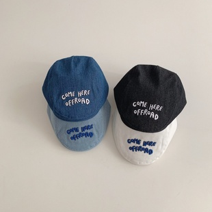 男宝宝韩版复古牛仔绅士帽洋气刺绣字母帽婴儿前进帽潮酷男孩帽子