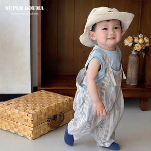 男宝休闲百搭裤 子宝宝夏日衣服超韩洋气男宝背带裤 夏天 裤 男童夏季