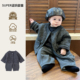 新款 小月龄宝宝衣服冬季 时髦洋气加厚三件套周岁 套装 男孩酷帅冬装
