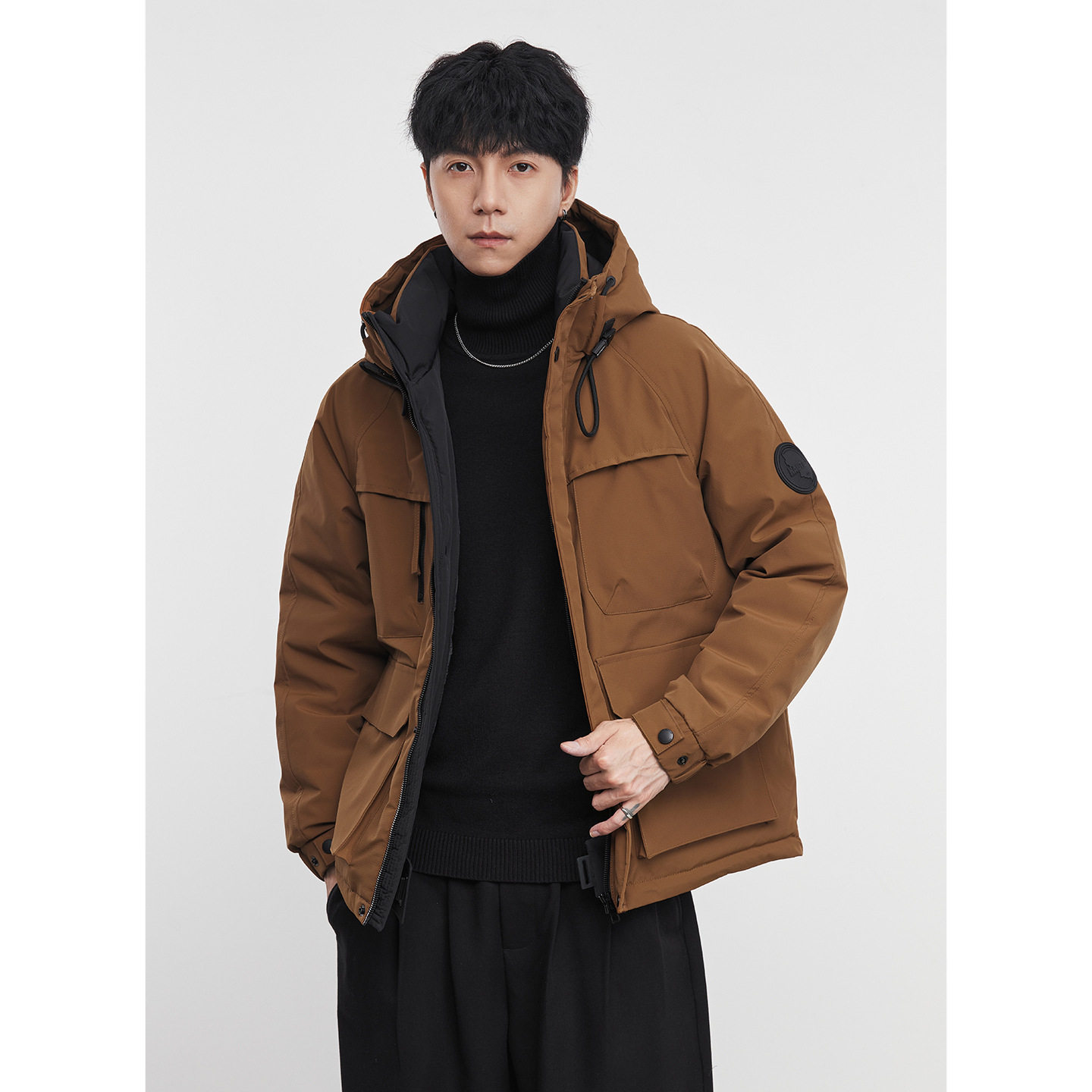 亦止『型野』工装风90白鸭绒连帽羽绒服冬季口袋保暖外套防寒服男,男装,羽绒服,淘宝优惠券,粉丝福利购,淘宝优惠卷