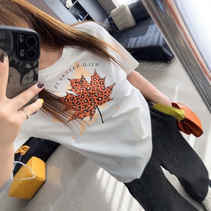 艺术简约 2025年早春装新款胖mm大码女装宽松半袖打底衫T恤短袖