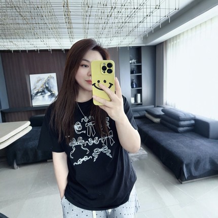 舞动线条蝴蝶 大码女装胖mm2025年夏装新款显瘦减龄短袖半袖t恤