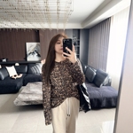 大码女装2025年胖mm秋冬装新款豹纹打底衫T恤内搭上衣