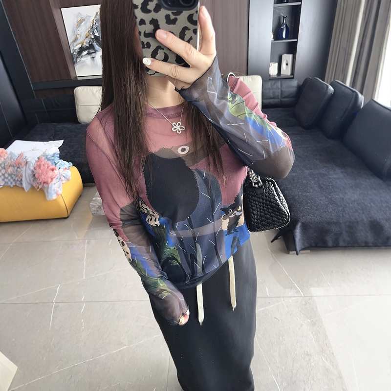 奇趣乐园 大码女装2025年新款胖mm春夏装透视防晒打底长袖t恤上衣