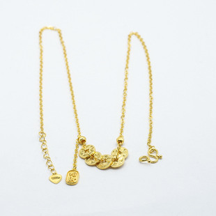 【严选】18k金五帝币项链轻奢高级感新中式招财纳福不脱模WT0352