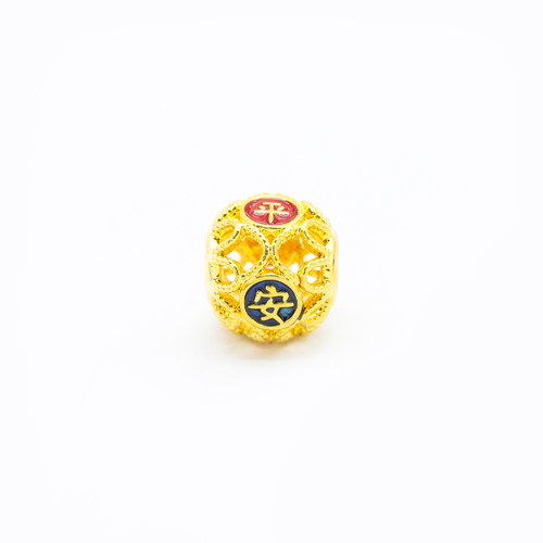 18k金珐琅平安喜乐花丝珠女配件