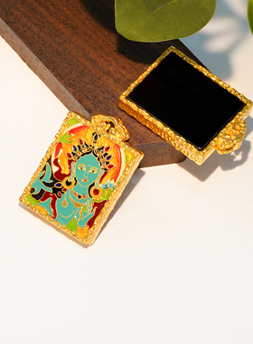 【店铺专属】18k金黑玛瑙绿度母方牌吊坠女时尚送老婆礼物QL07464