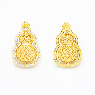 【店铺专属】18k金镂空带钻葫芦吊坠女轻奢配件不脱模【WT0425】