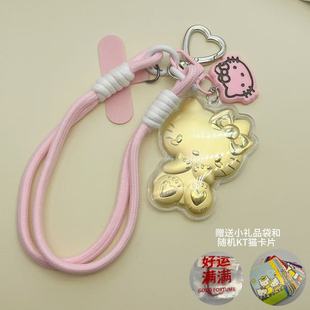 QL06938 正品 黃金KT貓手機(jī)貼可愛創(chuàng)意禮物送女朋友 含掛繩
