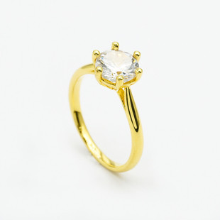 【严选】18k金镶钻六爪戒指女轻奢小众设计【WT0189】不脱模