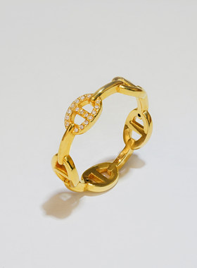 【店铺专属】正品通体18K金莫桑猪鼻戒指女小众送老婆礼物QL07481