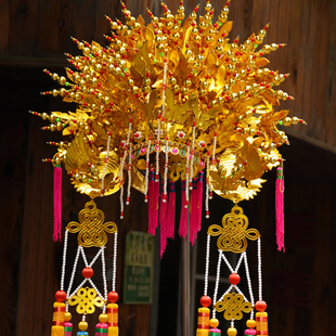 五凤冠霞帔王母娘娘冠娘娘帽观音头饰寺庙还愿菩萨帽子金色可定做