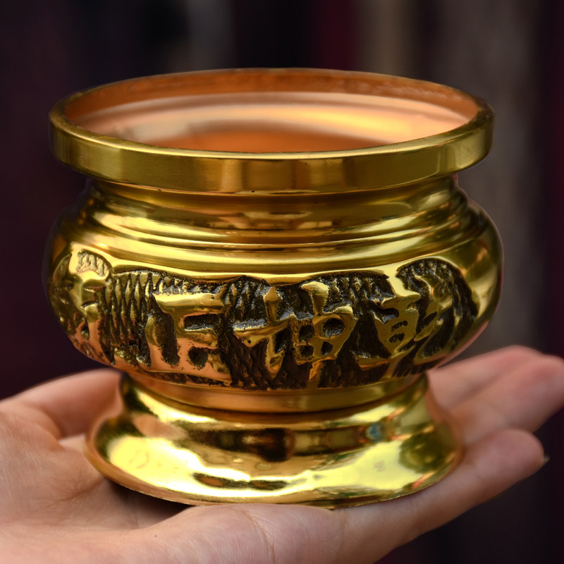 纯铜香炉小香炉迷你家用供奉室内供佛佛具用品线香插线香炉3.5寸