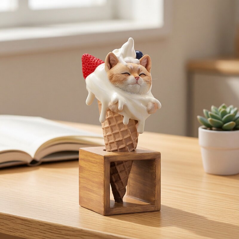JXK冰淇淋小猫咪手办模型