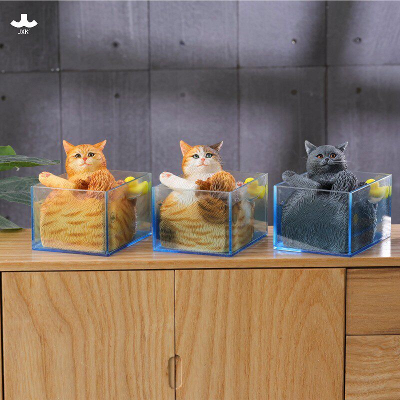 现货JXK泡泡猫浴模型 仿真萌宠咪动物手办礼物场景潮玩桌面摆件