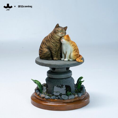 JXK石间猫憩精致手办摆件