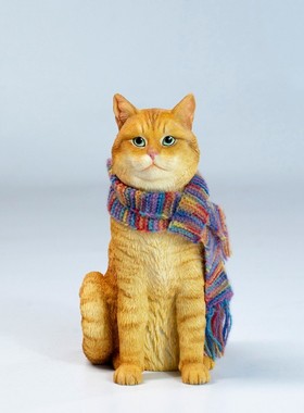 预售 JXK流浪猫鲍勃 围巾坐姿猫咪手办模型桌面手工装饰摆件礼物