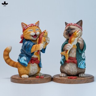 【限时15天75折预售】JXK鲷鱼猫老板模型 仿真萌宠动物手办摆件
