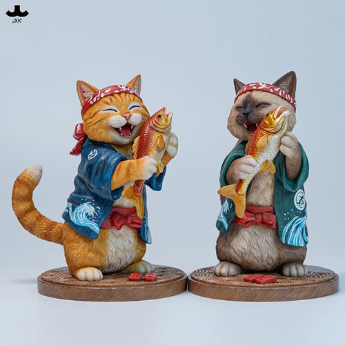 【限时15天75折预售】JXK鲷鱼猫老板模型 仿真萌宠动物手办摆件
