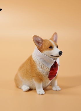JXK 1/6肥基 坐姿柯基犬模型小狗周边仿真动物桌面摆件GK玩具手办