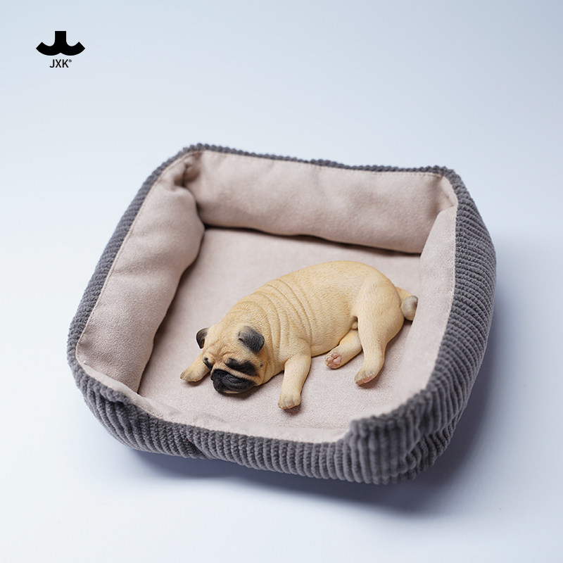 JXK 1/6睡眠巴哥 仿真小狗宠物犬迷你模型树脂手办周边摆件玩偶