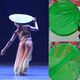 画茶闲情抒舞蹈演出道具原版 绿色弹力斗笠帽女子独舞艺术考级折叠