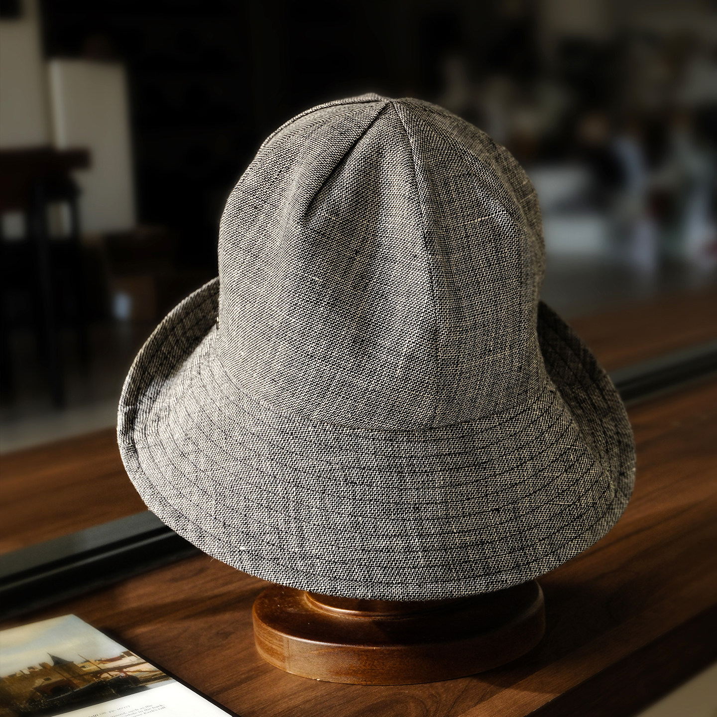 小野商 极简日系亚麻渔夫帽女时尚盆帽春夏防晒遮阳帽2026年新款