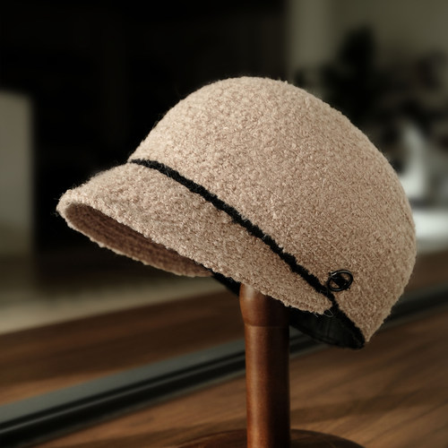 小野商复古羊驼绒报童帽女