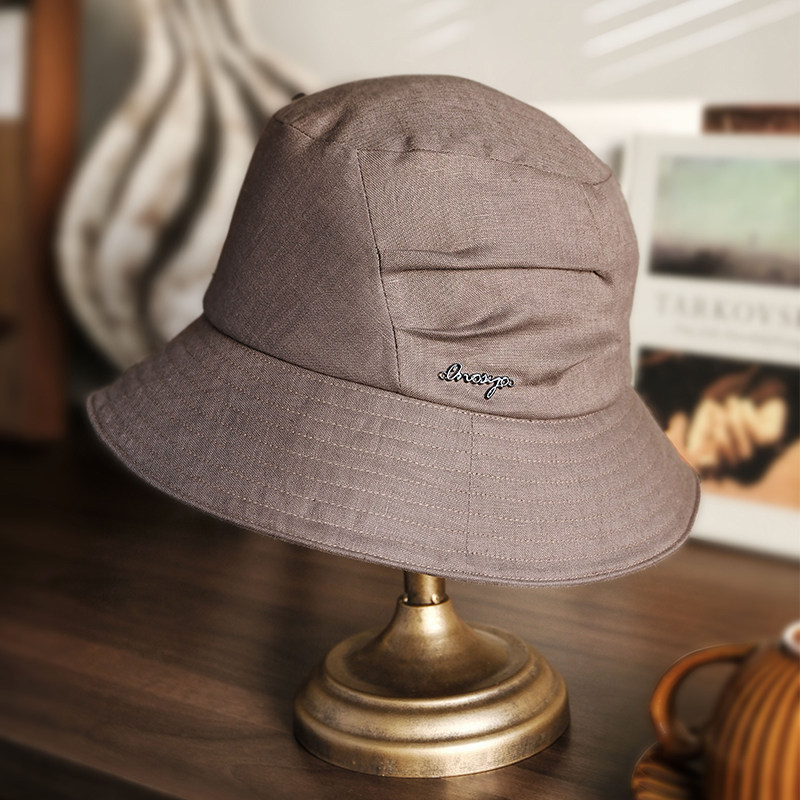 小野商 超轻亚麻透气复古小盆帽女防晒遮阳帽渔夫帽2025年春新款