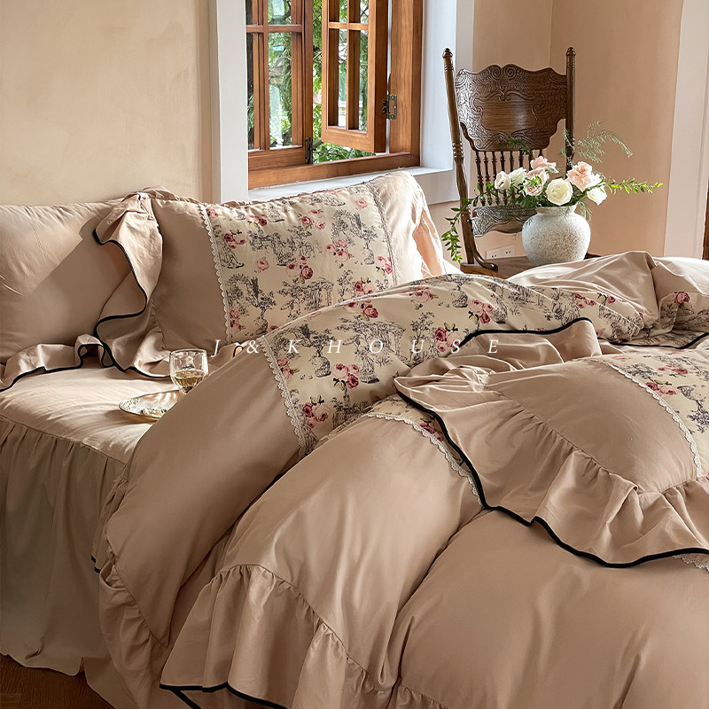 四件套长绒棉法式数码印花