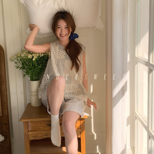 法式夏季新款午休棉麻女家居服