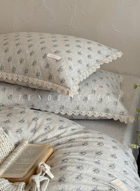 Tender|法式复古小碎花全棉针织棉四件套纯棉A类花边色织床上用品