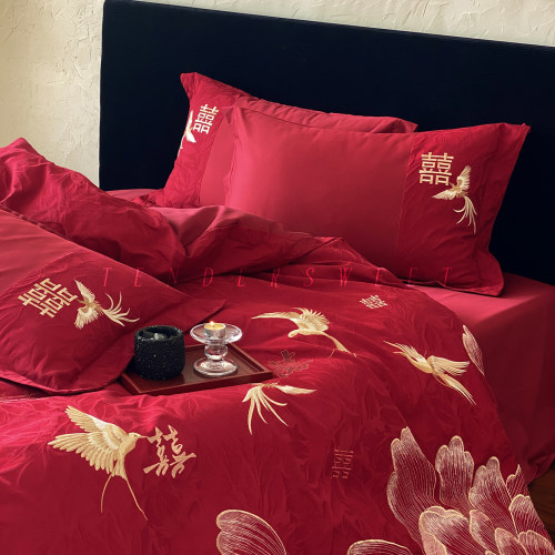 中式长绒棉全棉结婚四件套