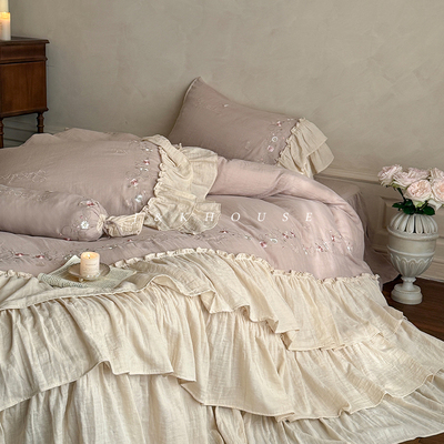 法式少女纯棉双层纱四件套