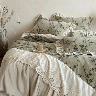 Tender| 法式少女冬季牛奶绒四件套床笠花边雕花加厚保暖床上用品