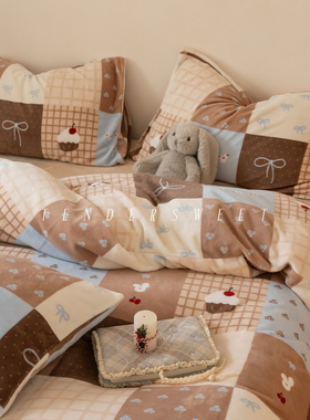 Tender| 卡通可爱秋冬加厚牛奶绒四件套印花床笠学生保暖床上用品