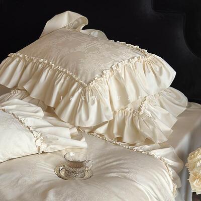 法式纯棉荷叶边贡缎四件套