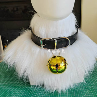 兽装项圈加大铃铛皮革材质加宽加大多色可选福瑞furry配件二次元