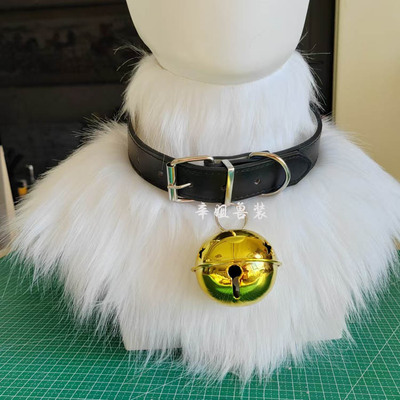 兽装项圈加大铃铛皮革材质加宽加大多色可选福瑞furry配件二次元