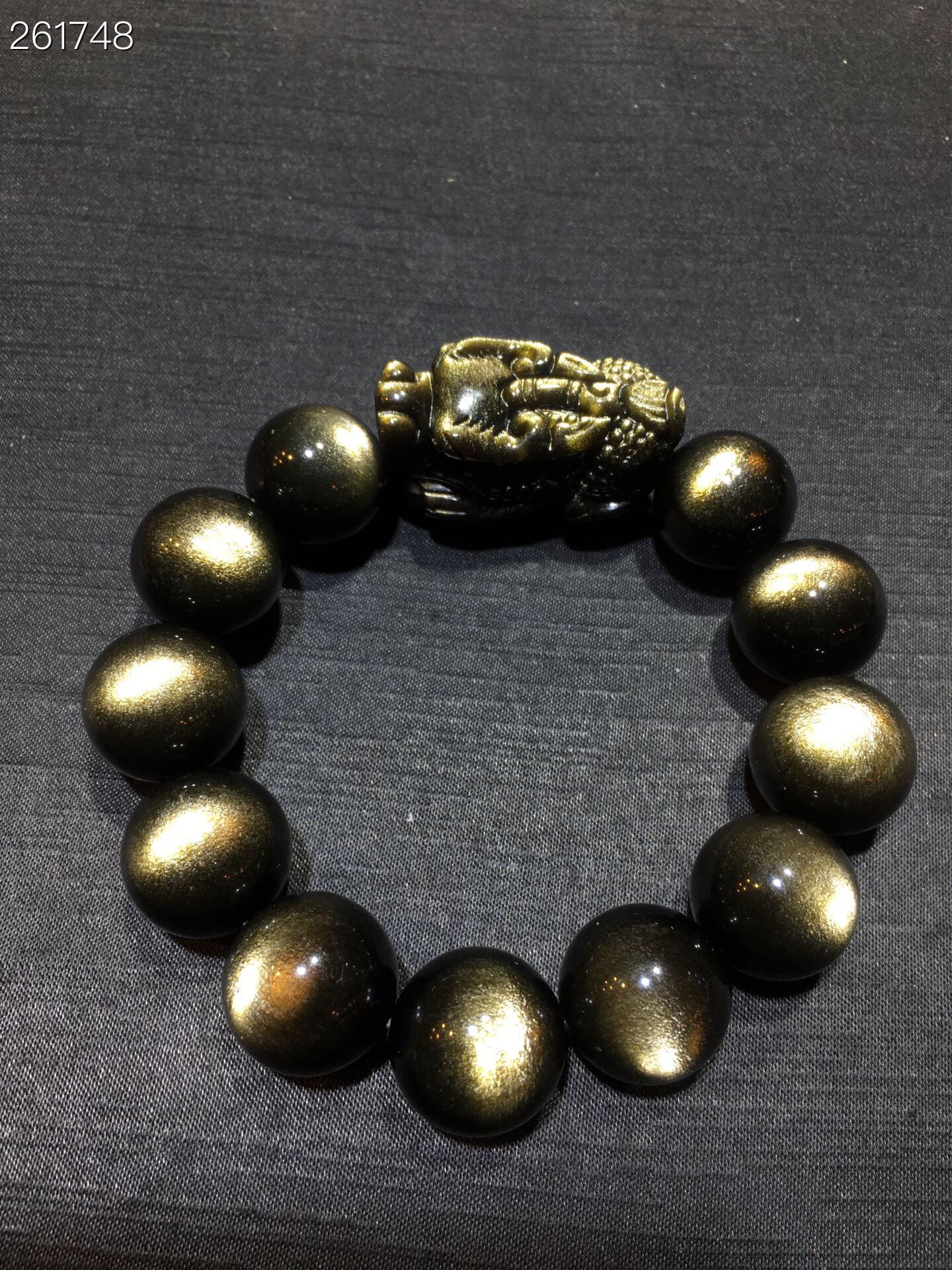 天然8A级金曜石手链男女招财龙头貔貅手串金耀石猫眼本命年黑曜石